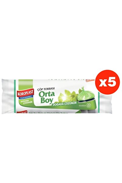 Koroplast Doğada Çözünür Orta Boy 15li Çöp Torbası X 5 Paket (55*60 Cm)