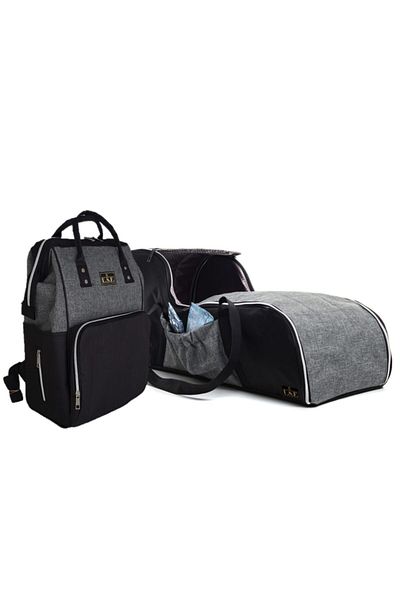 USF Baby Carrier Stroller + Mother Baby Care Bag - Gray Black - Plain Gray Black