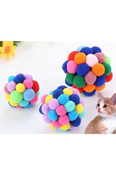 Lion Kedi Ve Minik Irk Köpek Renkli Peluş Top Oyuncağı 6,5 Cm