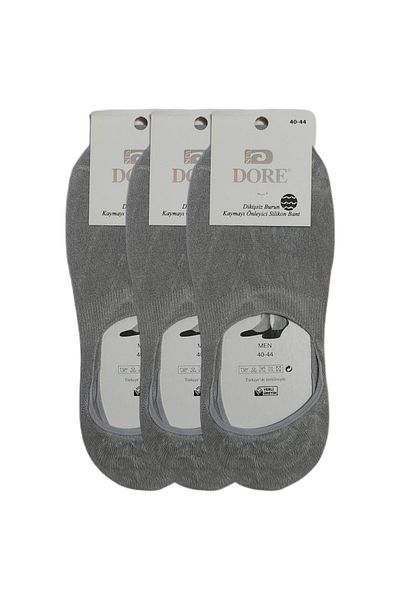 Dore Men's Gray Seamless Non-Slip Silicone Modal Ballerina Socks 3-Piece