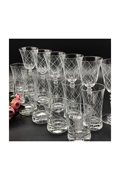 AbkaKristal طقم زجاج باشابتشي ليلى ديكور 18 قطعة