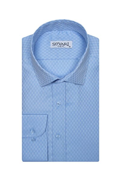 SÜVARİ Slim Fit Armür Desenli Erkek Gömlek