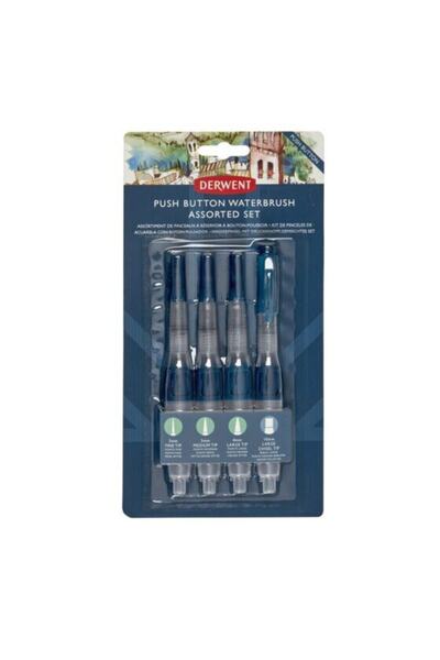 Winsor Newton Derwent : Waterbrush : Akış Kontrollü : Su Hazneli Suluboya Fırça Seti : 4' Lü
