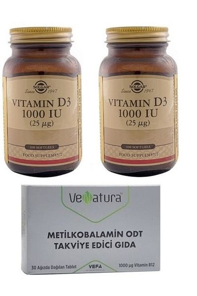 VeNatura Methylchobalamin's B12 30 Mouth-Spread Tablet+solgar D3 1000 Iu 100 Softgel Capsule*2 Pieces