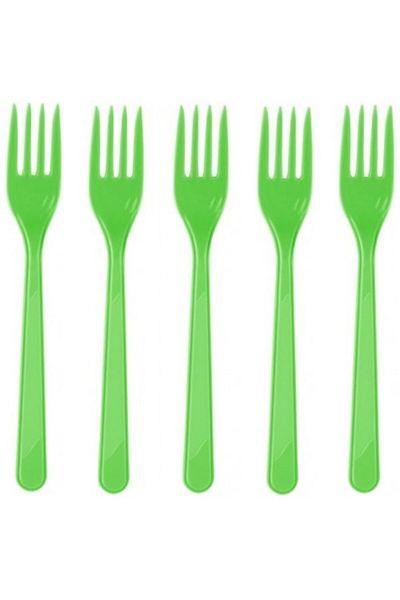 Roll-Up Pistachio Green Plastic Fork 25 Pieces