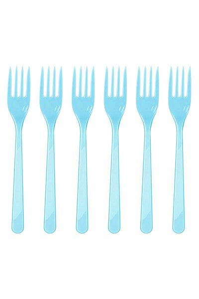 Roll-Up Light Blue 25-Piece Plastic Fork