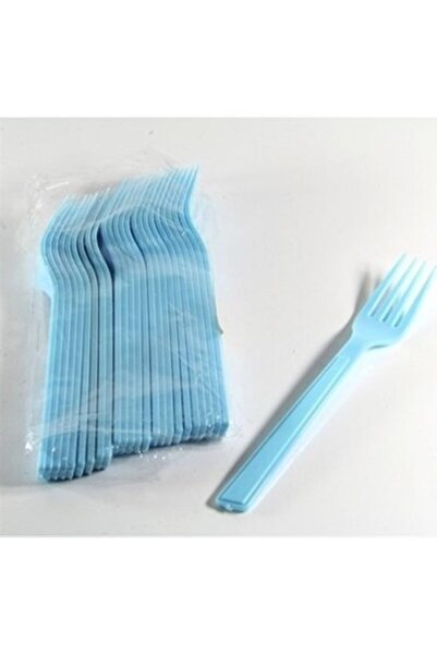 Roll-Up أزرق فاتح 25 قطعة شوكة بلاستيكية