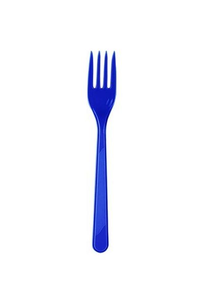 Roll-Up Blue Plastic Fork 25 Pieces