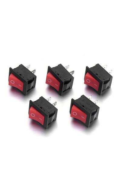 Dünya Magnet 5 Pieces On/Off Single Position Red Mini Switch - On Of Switch Board Type Power Switch