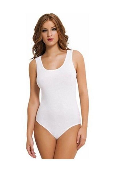 KOTA Tricou de corp pentru femei 6002 Model White - Bretele late și închidere cu capse