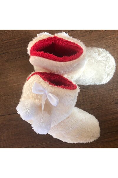 Pomidik Kız Çocuk Ekru Ponponlu Panduf