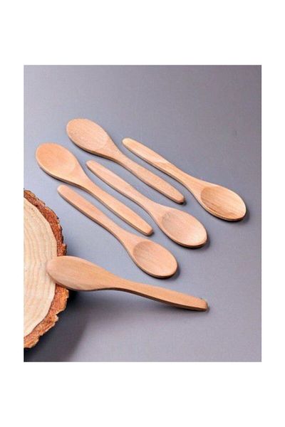 ALİNA HOME 6 Pieces Wooden Jam Serving Teaspoon Mit-1703-91