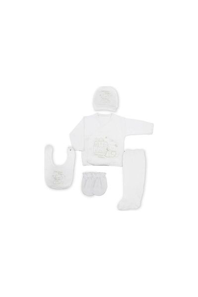 Bebitof Ecru 5-Piece Hospital Exit Set for Baby Girl