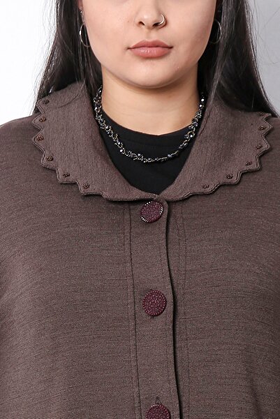 Laden Ζακέτα Πλεκτό Καφέ Plus Size - Ατσάλινο Πλεκτό, Μακρύ Παχύ, Χειμώνας