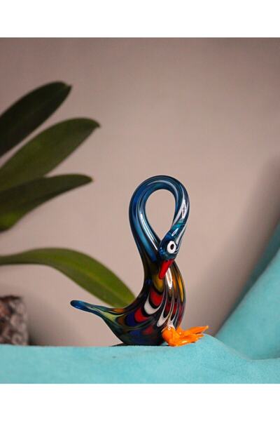 ADAMODART Renkli Tasarım Kaz Cam Biblo