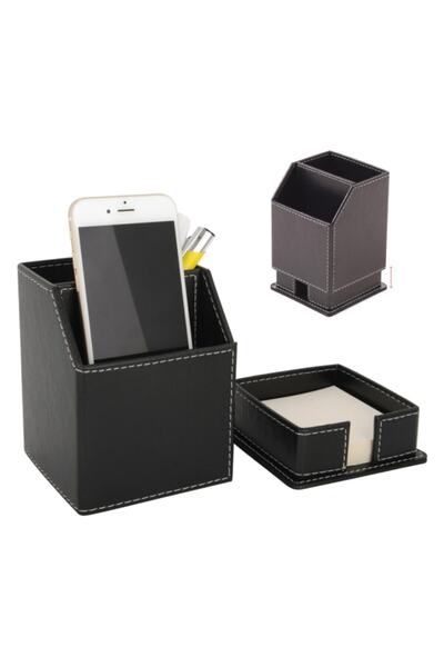 EGESTA Desktop Faux Leather Pen Holder, Business Card Holder and Note Holder ...