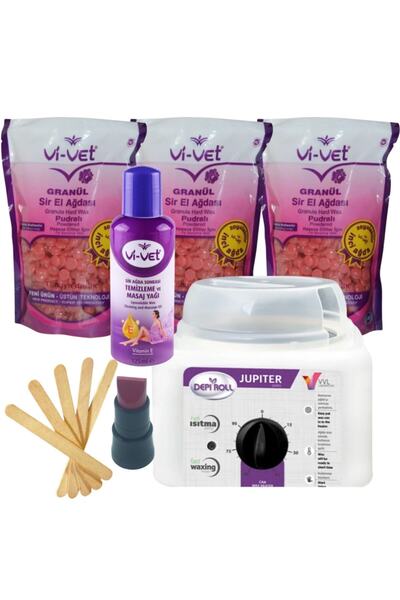 Vi-vet Pudralı Inci Boncuk Ağda 3 Adet + Vivol Depirol Ağda Isıtıcı Makinesi ...