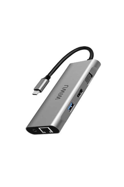 WIWU Alpha 11312h 11 In 1 Type-c Hub Hdmı 4k + Vga + Rj45 Ethernet + Aux Çoğaltıcı Dönüştürücü