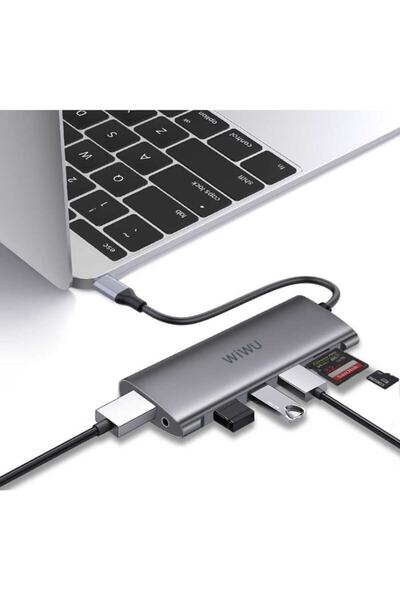 WIWU Alpha 11312h 11 In 1 Type-c Hub Hdmı 4k + Vga + Rj45 Ethernet + Aux Çoğaltıcı Dönüştürücü