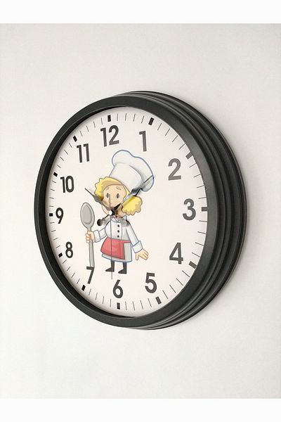 Platin Saat Cadou Cadou 40 Cm Metal Black Cook Ceas de Perete Bucătărie