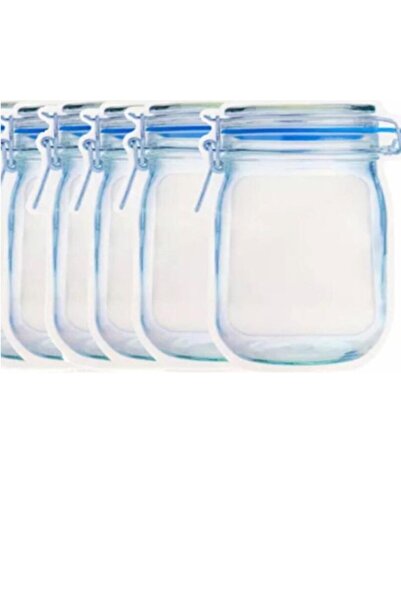 morponi 5 Large Size Jar Appearance Ziplock Storage Bag Blue 600 ml
