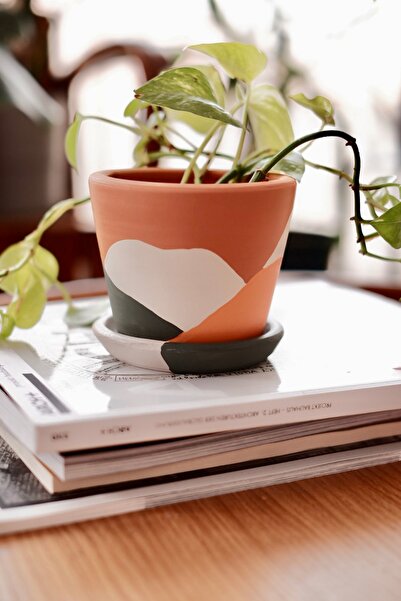 Genel Markalar Terracotta Savana Saksı+Tabak • Abstract Yeşil Sarı (Küçük)