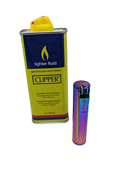 Clipper Full Metal Gökkuşağı Benzinli Çakmak - 133 ml Benzin