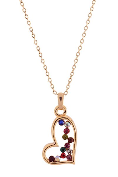 Rouge قلادة مولان على شكل قلب من حجر الزركون الملون