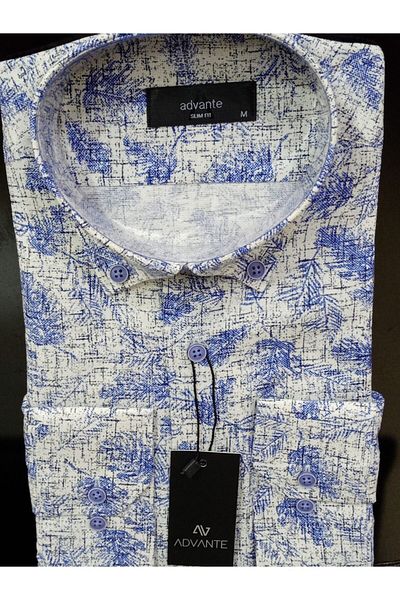 ADVANTE Ανδρικό πουκάμισο μπεζ μπλε Slim Fit
