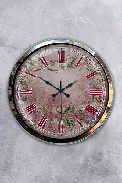 Kasva Concept هدية ساعة حائط مزخرفة معدنية من الكروم مقاس 40 سم