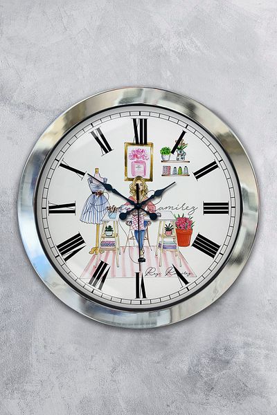 Kasva Concept Gift 36 cm Chrome Metal Tailor Wall Clock
