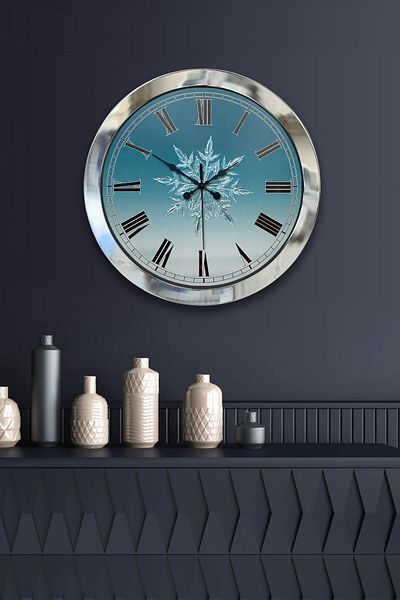 Kasva Concept 36 cm Chrome Metal Snowflake Wall Clock
