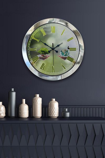 Kasva Concept Δώρο Ρολόι τοίχου με θέμα το Chrome Metal Climate 36 cm