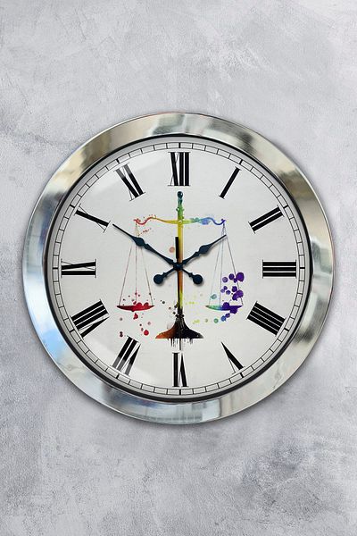 Kasva Concept Gift 36 cm Chrome Metal Justice Wall Clock