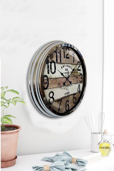 Kasva Concept Δώρο ρολόι τοίχου 40 εκ. Chrome Metal Vintage