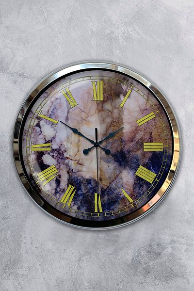Kasva Concept Gift 40 cm Chrome Metal Marble Wall Clock