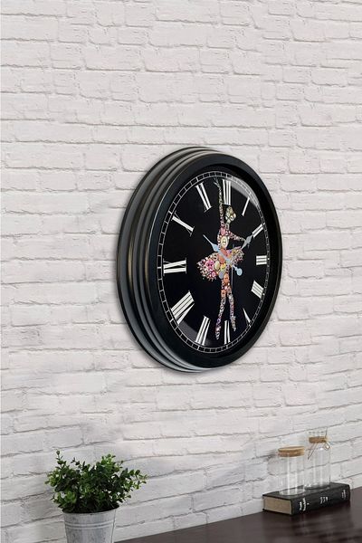 Kasva Concept Gift 40 cm Black Metal Ballerina Wall Clock