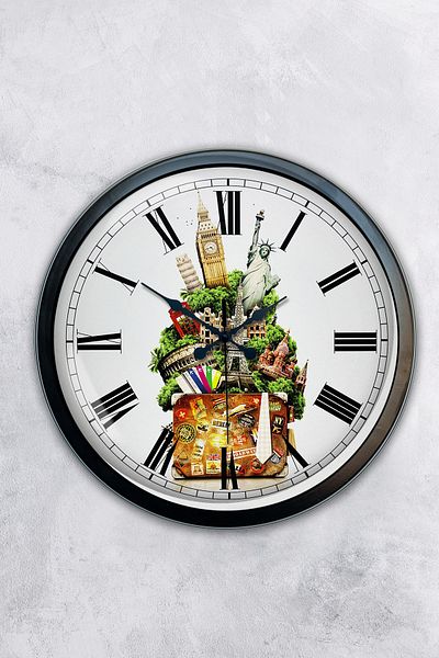 Kasva Concept Gift 40 cm Black Metal Capitals Wall Clock