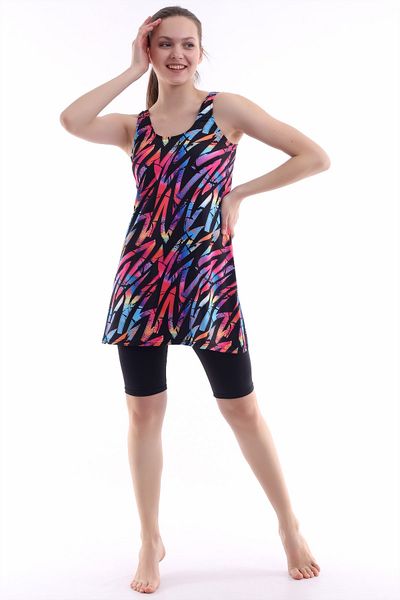 MOON SAND Women's Black Tights and Skirt Swimsuit