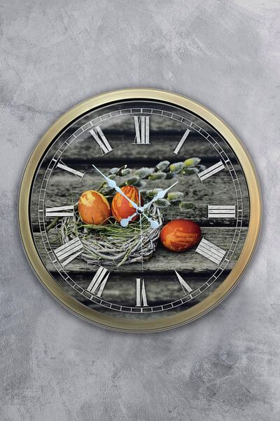 Platin Saat ساعة حائط بيضة معدنية عتيقة مقاس 36 سم