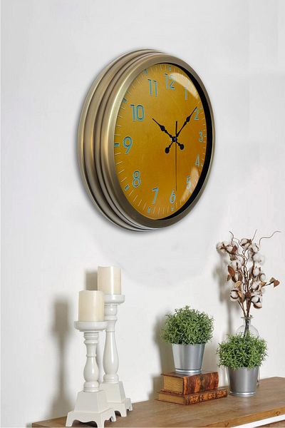 Kasva Concept 40 cm Antique Metal Yellow Wall Clock