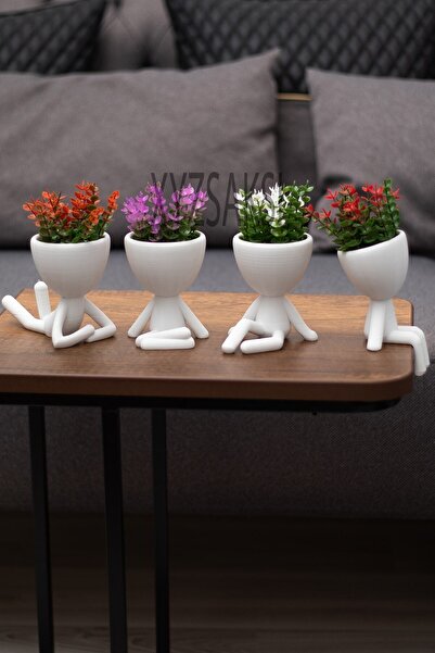 XYZ SAKSI Insan Saksı Beyaz 4'lü Set