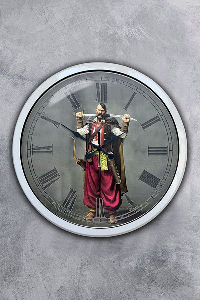 Kasva Concept Gift 40 cm White Metal New Ottoman Wall Clock