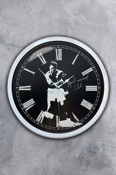 Kasva Concept 40 cm White Metal Muhammad Ali Wall Clock