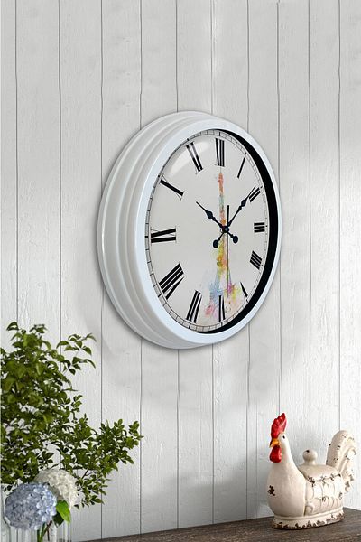 Kasva Concept Gift 40 cm White Metal Eiffel Tower Wall Clock