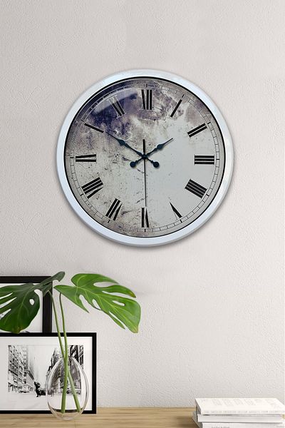 Kasva Concept Gift 40 cm White Metal Antique Wall Clock