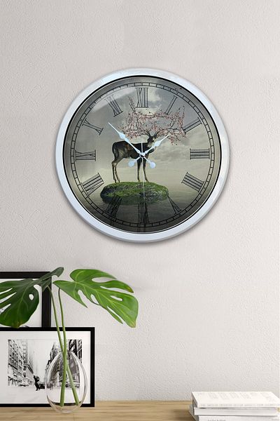 Kasva Concept 40 cm White Metal Natural Life Wall Clock