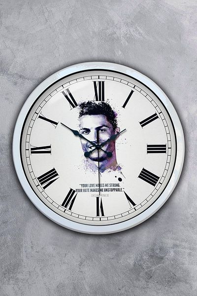 Kasva Concept Gift 40 cm White Metal Cristiano Ronaldo Wall Clock
