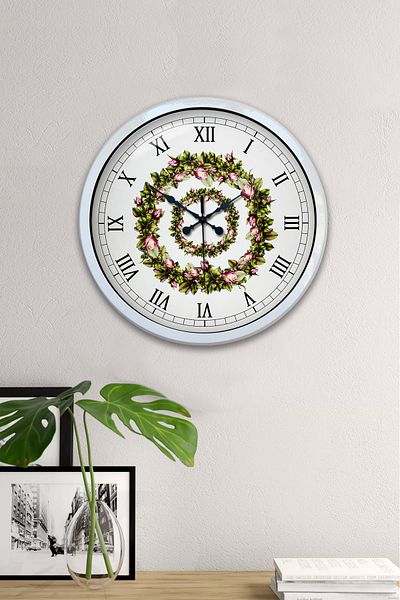 Kasva Concept Gift 40 cm White Metal Flower Wall Clock