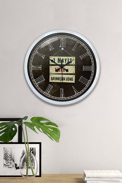 Kasva Concept Ceas de perete pentru muncitorii din metal alb de 40 cm pe 1 mai